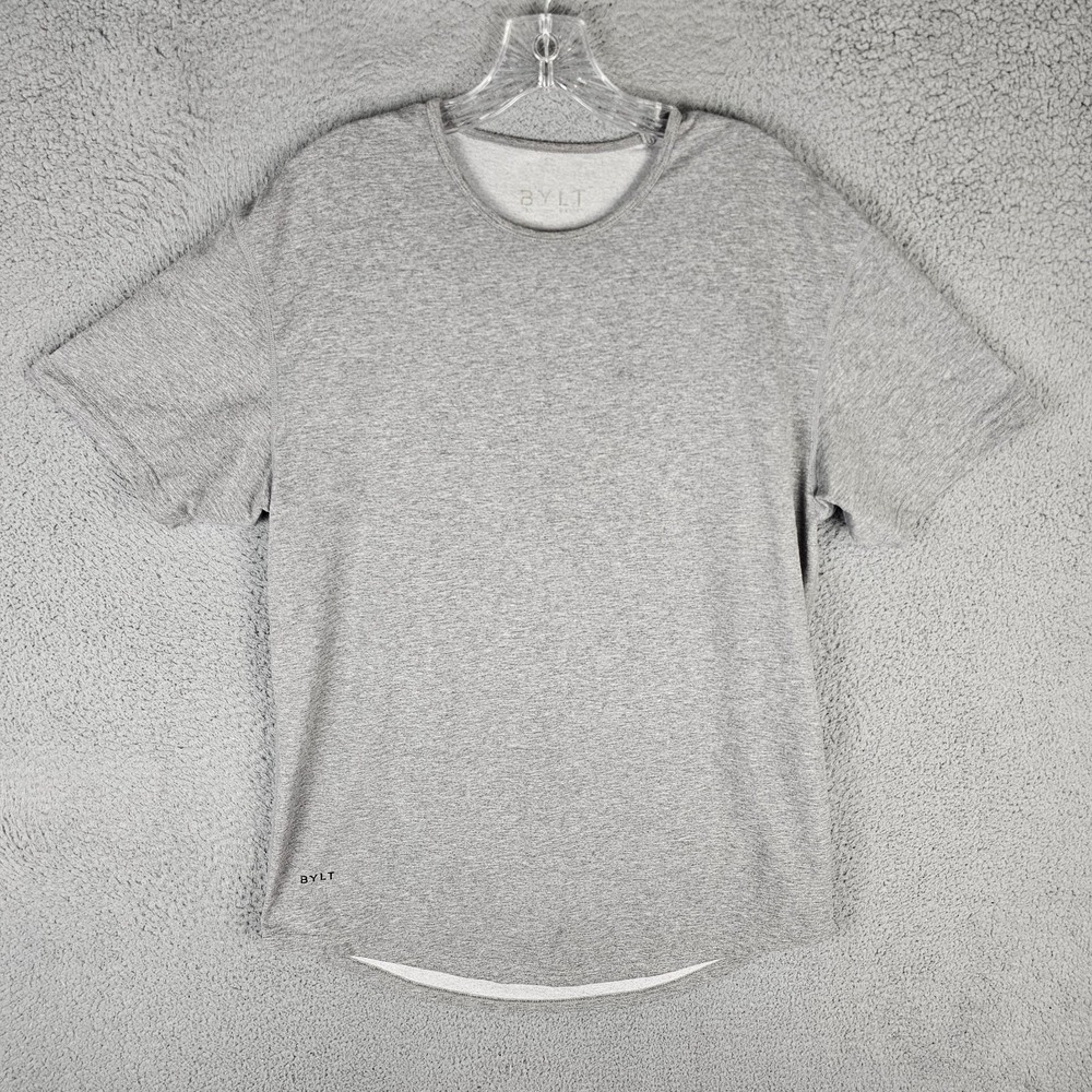 Bylt Basics T-Shirt Mens Large Heather Stretch Drop-Cut Short‎ Sleeve Crew Neck
